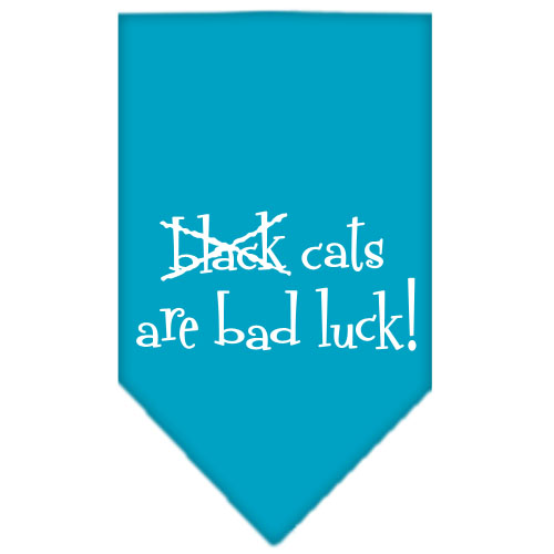 Black Cats are Bad Luck Screen Print Bandana Turquoise Large